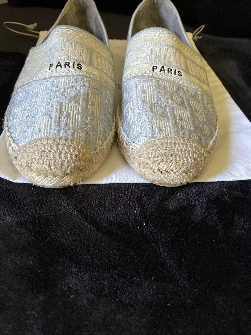 Authentic Christian Dior Gray Logo Espadrilles
